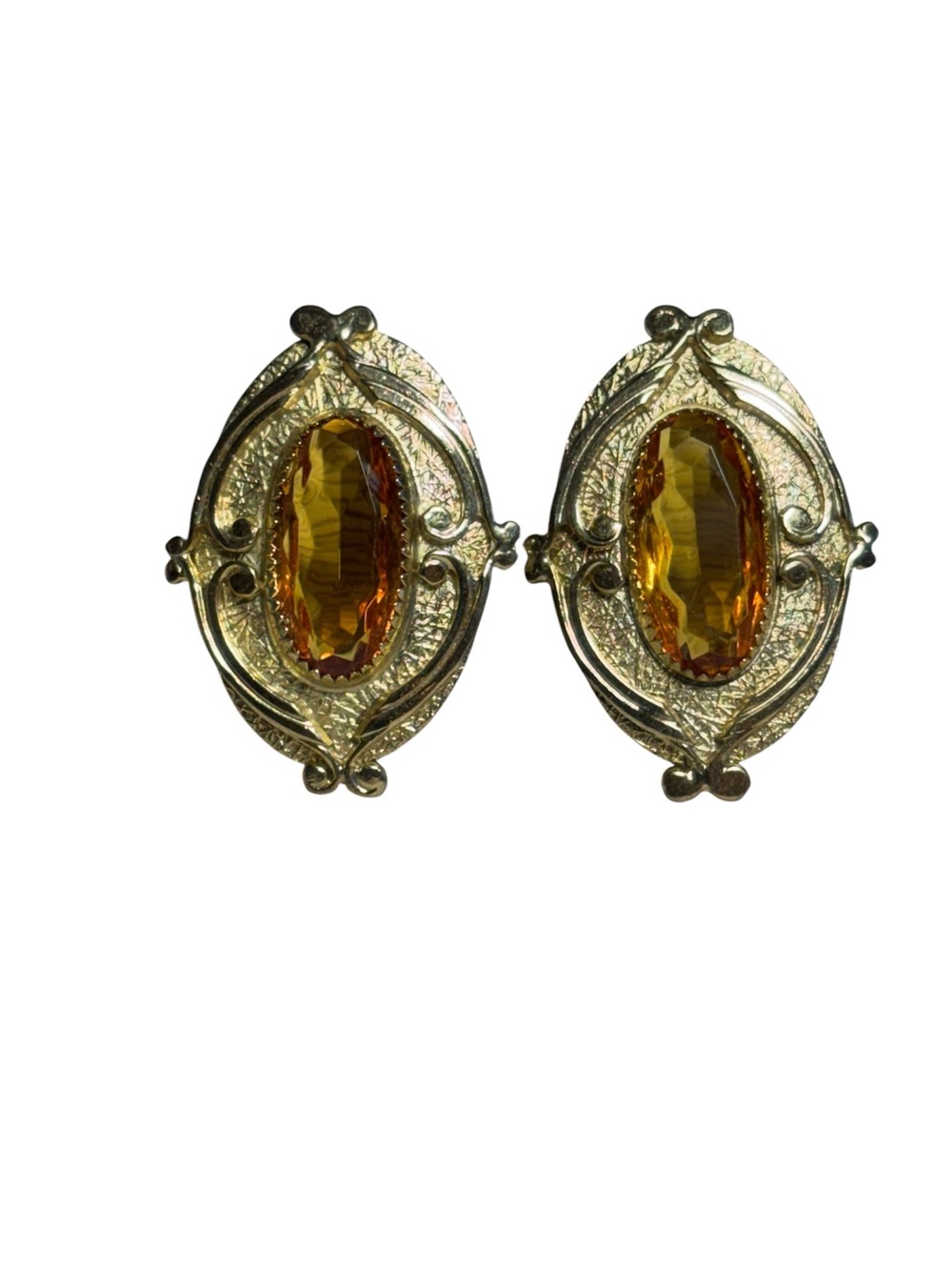 Whiting and Davis Vintage Gold and Topaz Earrings
